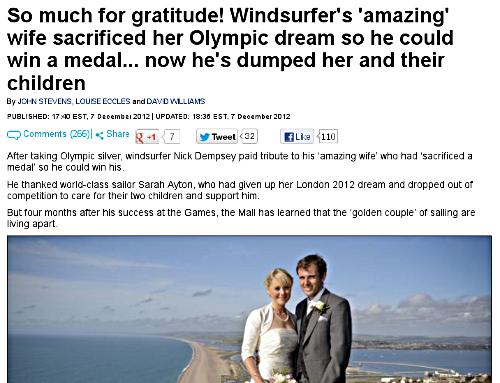 Olympic Sailing Marriage hits the rocks.
